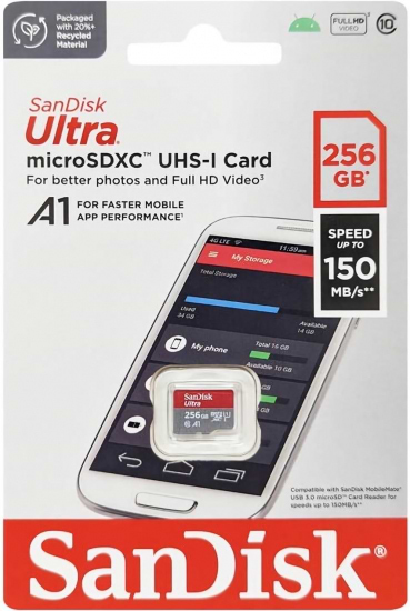 Фото - Карта памяти SanDisk Ultra microSD 256GB C10 UHS-I (SDSQUAC-256G-GN6MN)