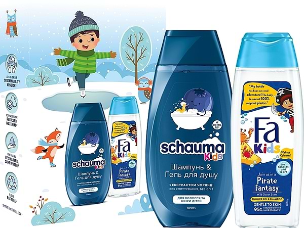 Фото - Подарочный набор для ухода за волосами Schauma Kids boy for Children's Шампунь-гель д/душа Schauma 250 мл + Гель д/душа Fa 250 мл