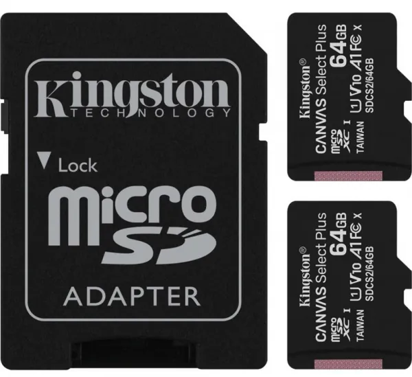 Фото - Карта памяти Kingston microSDHC 64GB Canvas Select Plus 100R A1 C10 (SDCS2/64GB-2P1A)
