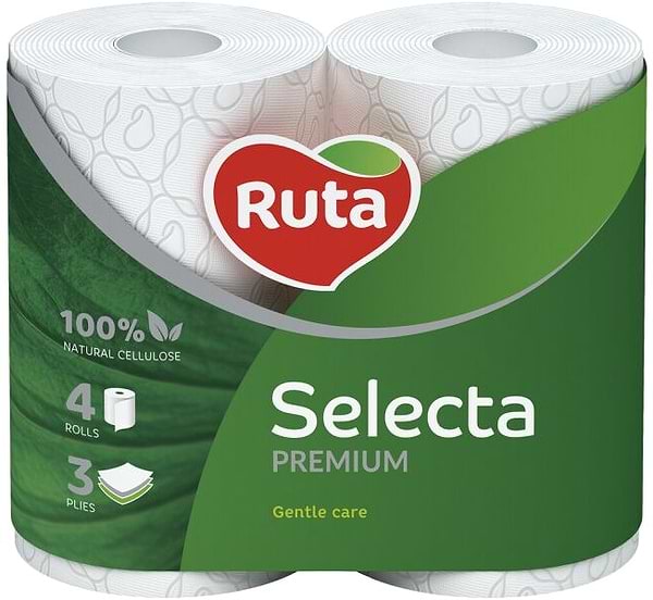 Фото - Туалетний папір Рута Selecta біла 4шт, 3СЛ