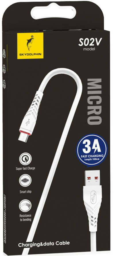 Кабель синхронізації даних SkyDolphin S02V USB - micro USB (M/M) 1m White (SDUSB-000590)