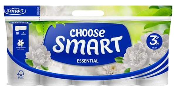 Фото - Туалетная бумага Smart ESENTIAL 3 слоя, 10 рул. по 14,4м