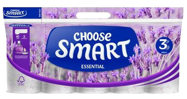 Фото - Туалетная бумага Smart ESENTIAL Лаванда 3 слоя, 10 рул. по 14,4м