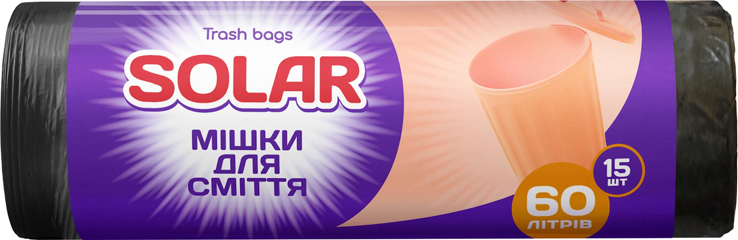 Пакет для сміття Solar 60 л 15 шт. (4820269930063) - Фото 1