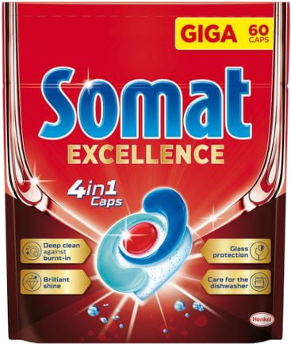 Фото - Таблетка для посудомийної машини Somat Exellence 60 шт Фото - Таблетка для посудомийної машини Somat Exellence 60 шт