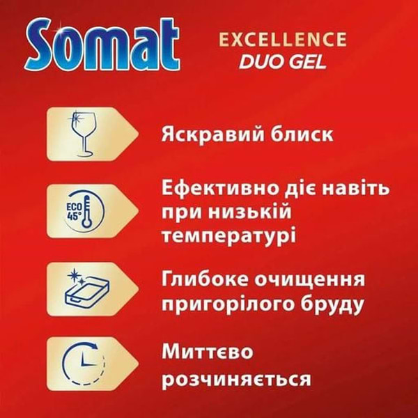 Фото - Уценка - Гель для посудомоечной машины Somat Exellence 684+684 мл