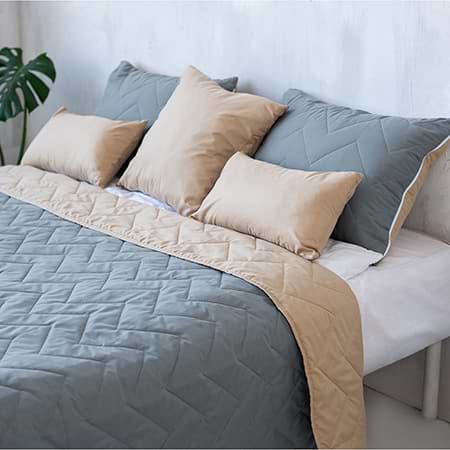 Набір покривало + наволочки двоспальний Sonex Bora Bora 220x240 см +нав. 50x70 см 2 шт. Коричневе з сірим (SO102399) - Фото 1