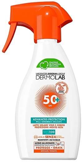 Засіб для засмаги DERMOLAB молочко для обличчя та тіла SPF 50+ для чутливої та делікатної шкіри 250 мл (8009518491715)