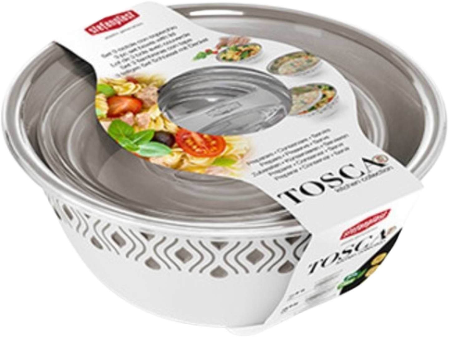 Миска
 Stefanplast TOSСA 3 шт. з кришками біло-сірі (55200) - Фото 1