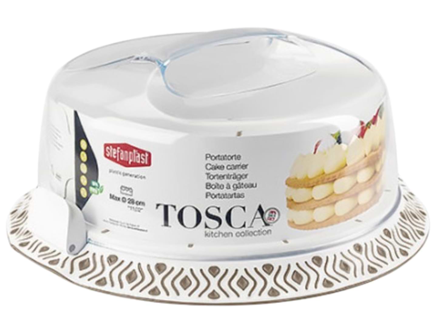 Ємність для зберігання торта Stefanplast TOSCA 37 см біло-сіра (55850) - Фото 1