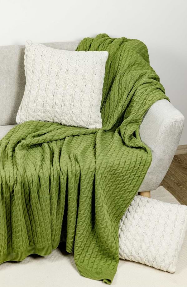 Фото - Плед полуторный Прованс Sweet home Kosa травяной 130х170 (028461)