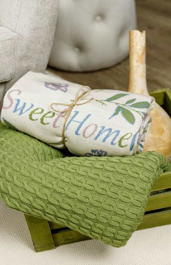 Фото - Плед полуторный Прованс Sweet home Kosa травяной 130х170 (028461)