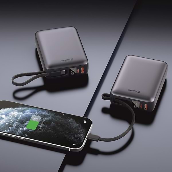 Фото - Батарея мобільна Swissten 20000 mAh 45 Вт з кабелем Type-C Silver (8595217490833)
