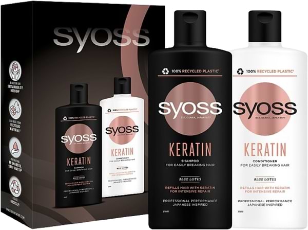 Фото - Уцінка - Подарунковий набір для догляду за волоссям SYOSS Keratin Intensive Repair Шампунь 440 мл + Бальзам 440 мл