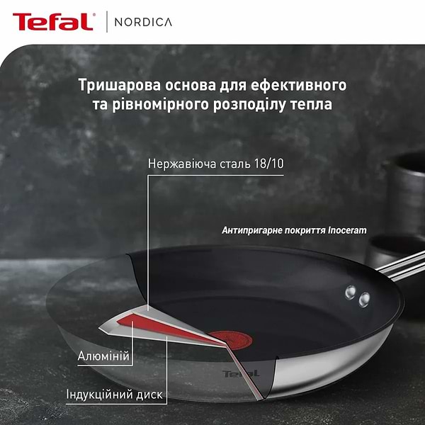 Фото - Сковорода універсальна Tefal H8710255 Nordica 20 см