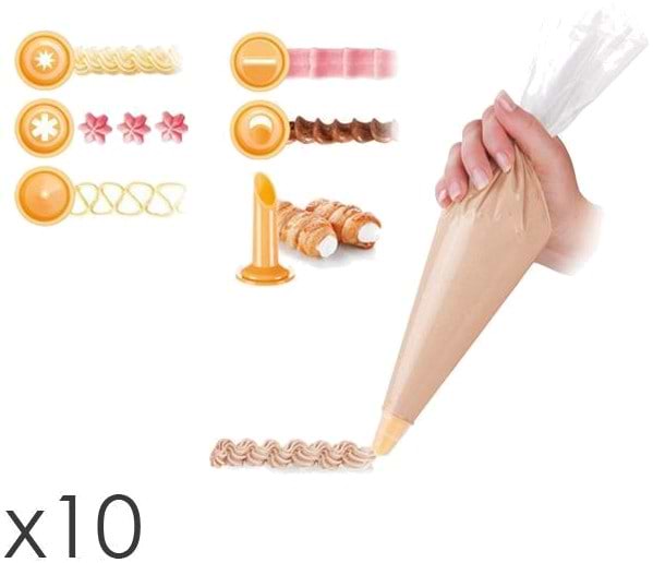 Фото - Кондитерский мешок tescoma 630470 Delicia 30 cм 10 шт. + 6 насадок Фото - Кондитерский мешок tescoma 630470 Delicia 30 cм 10 шт. + 6 насадок