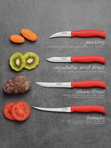 Фото - Ніж для овочів Tramontina Cor & Cor 76 мм Red (23461/173)