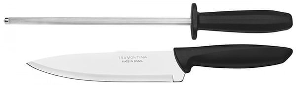 Фото - Набор ножей Tramontina Plenus Black 2 пр. (нож178 мм, мусат) (23498/011)