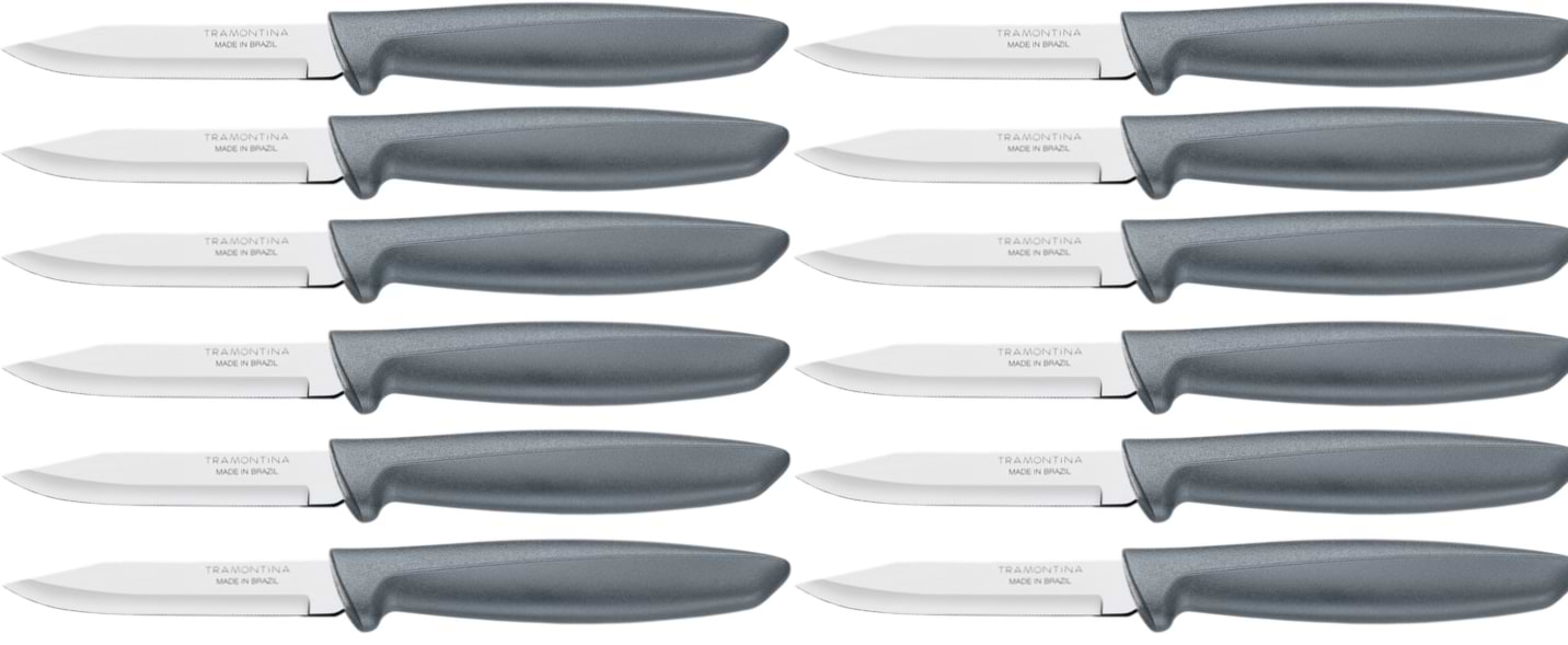 Набір ножів Tramontina Plenus Grey для овочів 76 мм 12 шт. (23420/063)