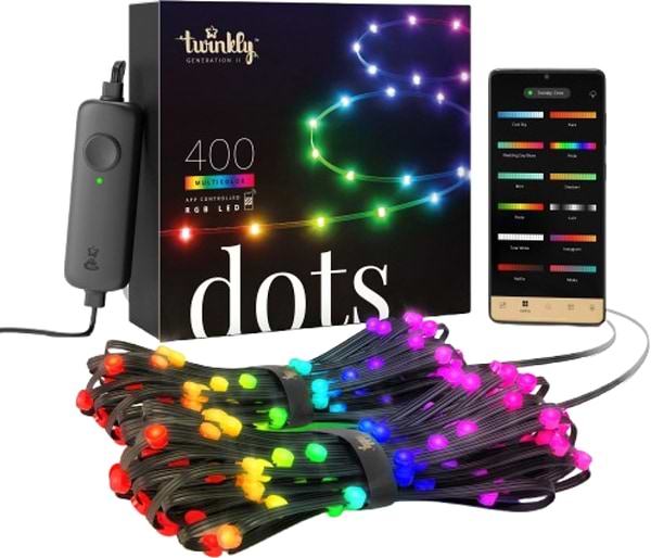 Фото - Гірлянда лінійна Twinkly Dots Lights RGB 400 IP44 20м USB-C (TWD400STP-BEU)