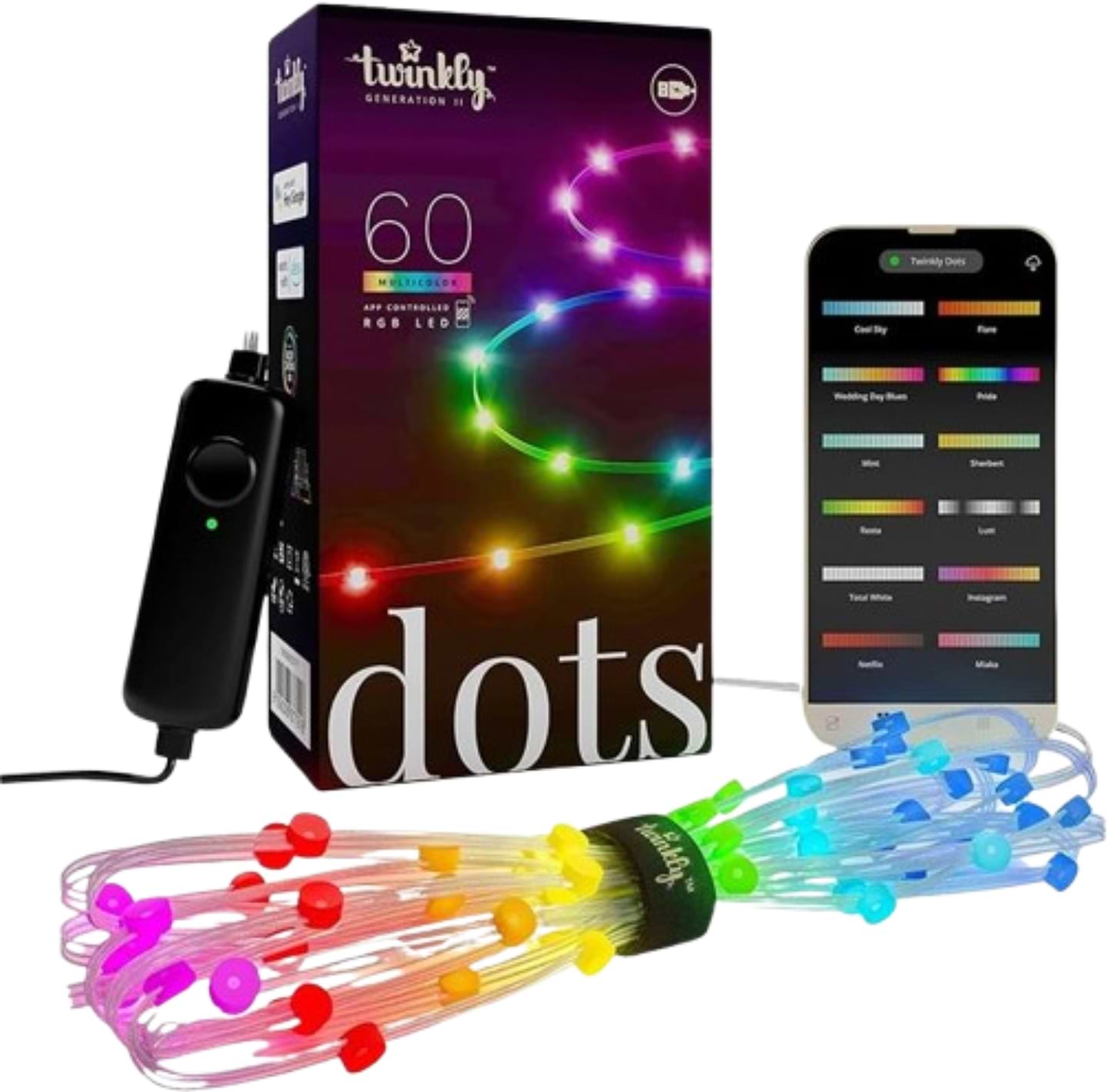 Гірлянда фігурна Twinkly Dots Lights RGB 60 IP20 3м (TWD060STP-T)