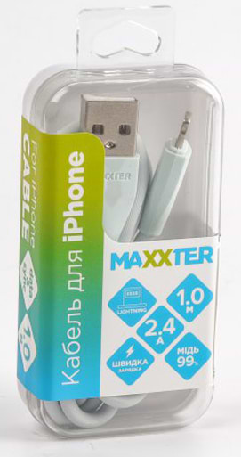 Фото - Кабель Maxxter USB-Lightning 1м Mint-Grey (UB-L-USB-01MG)