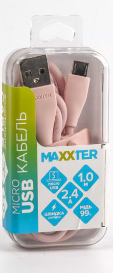Фото - Кабель Maxxter USB-microUSB 1м Pink (UB-M-USB-01GP)