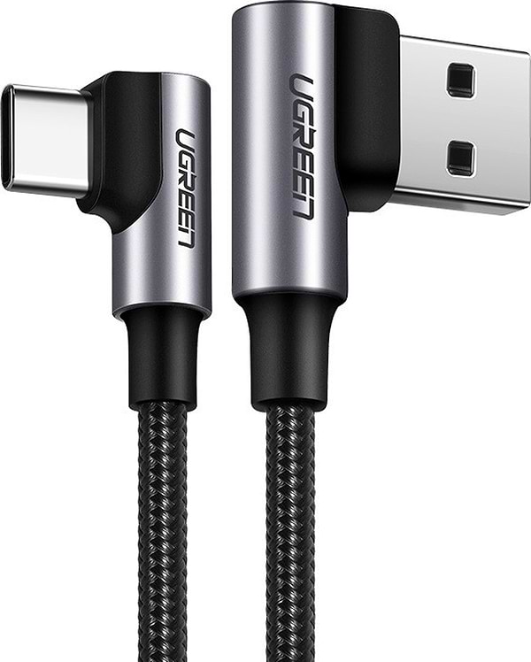 Фото - Кабель синхронизации данных UGREEN US176 Angled USB 2.0 to Angled USB Type-C 2m Black (20857)