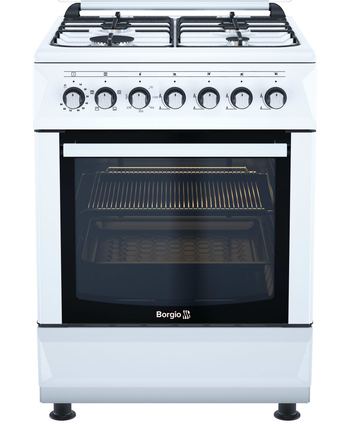 Плита газовая Borgio GE 640 W GCBLTF Cast Iron - Фото 1