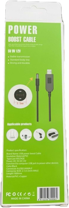 Фото - Кабель USB - DC Power Boost USB - DC 5.5x2.1 9V 1m Black