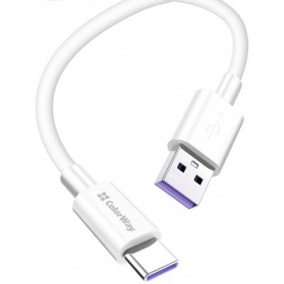 Фото - Кабель синхронізації даних Colorway USB 2.0 AM to Type-C 1.0m 5A White (CW-CBUC019-WH)