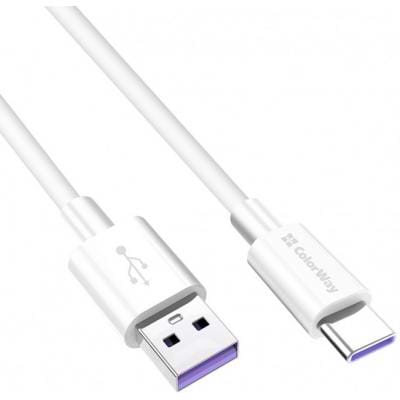 Фото - Кабель синхронізації даних Colorway USB 2.0 AM to Type-C 1.0m 5A White (CW-CBUC019-WH)