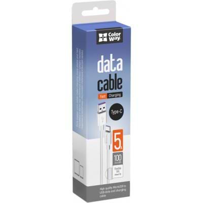 Фото - Кабель синхронізації даних Colorway USB 2.0 AM to Type-C 1.0m 5A White (CW-CBUC019-WH)