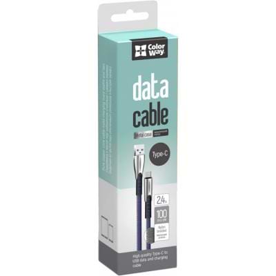 Фото - Кабель синхронізації даних Colorway USB 2.0 AM to Type-C 1.0m Zinc Alloy Blue (CW-CBUC012-BL)