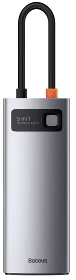 Фото - Хаб USB Baseus Metal Gleam Series 5-in-1 Multifunctional Type-C HUB Docking Station Gray (WKWG020013)
