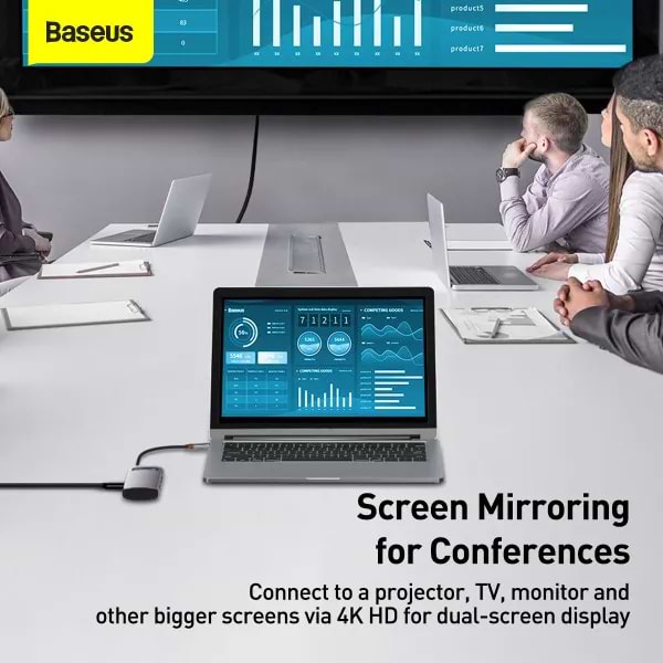 Фото - Хаб USB Baseus Metal Gleam Series 5-in-1 Multifunctional Type-C HUB Docking Station Gray (WKWG020013)