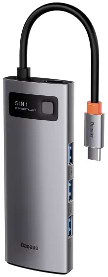 Фото - Хаб USB Baseus Metal Gleam Series 5-in-1 Multifunctional Type-C HUB Docking Station Gray (WKWG020013)