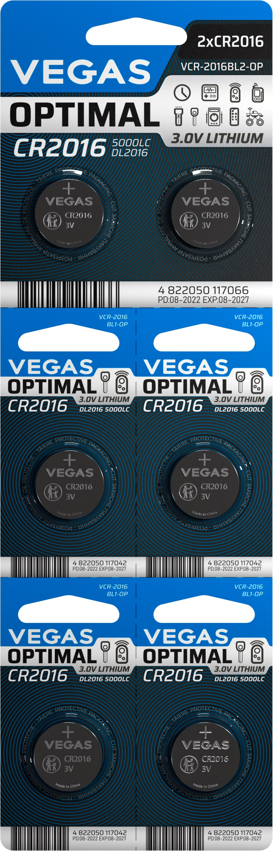 Фото - Батарейка тип CR2016 Vegas Optimal CR2016 6 шт. (VСR-2016BL6-OP)