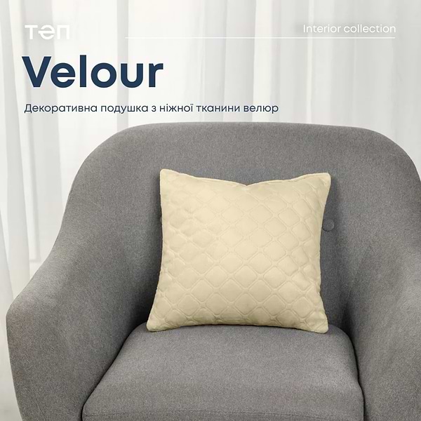 Фото - Подушка декоративная ТЕП VELOUR 45х45 см Бежевый (3-03296_26543)