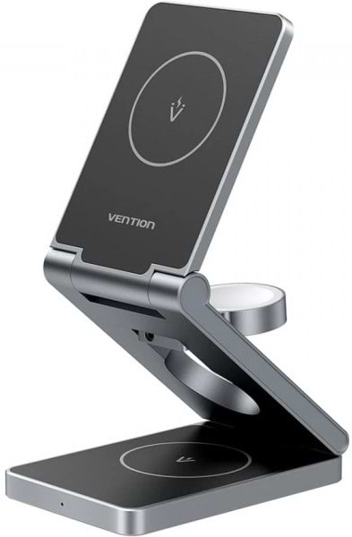 Беспроводное зарядное устройство Vention 15W 3-in-1 Magnetic Wireless Fast Charger Gray (FGFH0)