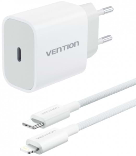 Сетевое зарядное устройство Vention 1xUSB-C 20W + USB-C to Lightning cable М-М White (G17W0-EU)