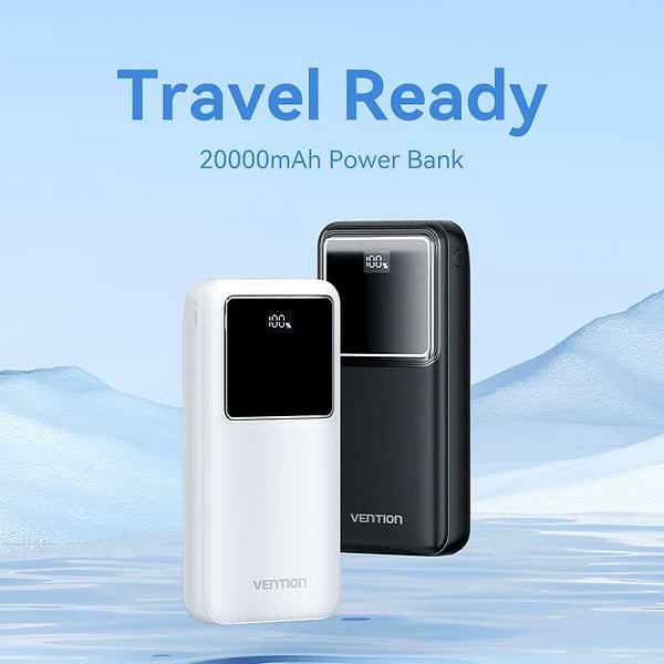Фото - Батарея мобільна Vention 20000mAh 22.5W 3A QC 3.0 PD Micro-USB,USB-C 2xUSB-A LED Display Black (FHLB0)