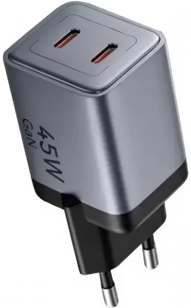 Сетевое зарядное устройство Vention 2xUSB-C 45W PD3.0/QC/GaN + USB-C cable М-М (TZ-FCDH0-EU)