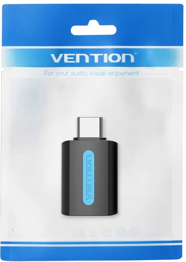 Фото - Переходник Vention USB 2.0 Type-C - USB AF (OTG) Black PVC (CDTB0)