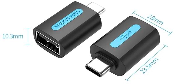Фото - Переходник Vention USB 2.0 Type-C - USB AF (OTG) Black PVC (CDTB0)
