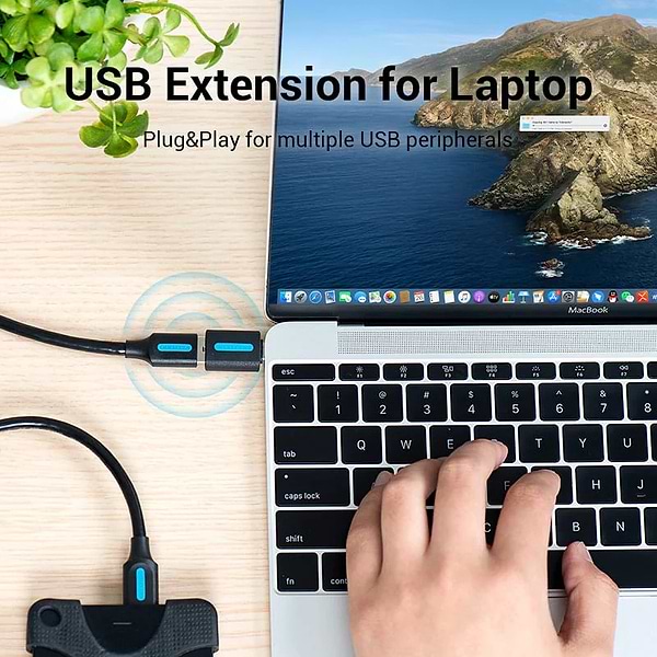 Фото - Переходник Vention USB 2.0 Type-C - USB AF (OTG) Black PVC (CDTB0)