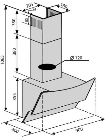 Фото - Уцінка - Витяжка декоративна Ventolux WAVE 90 BK (1000) TRC IT ##