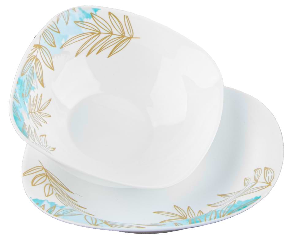 Тарелка суповая Vittora V-230Sgr Золотая ветвь Square 230 мм
