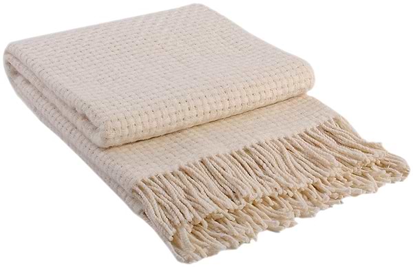 Фото - Плед полуторний Vladi Рогожка білий 140х200