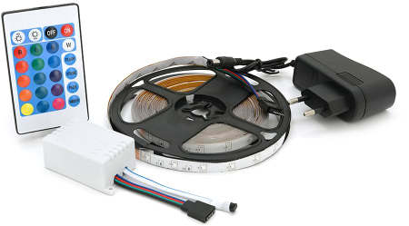 Фото - Світлодіодна стрічка Voltronic 3528 RGB 5 м, пульт, БЖ (YT-LSK-3528RGB/5m)